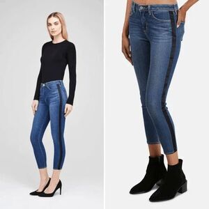 L’Agence Margot Cropped Skinny High Rise Jeans 26 Neptune Blue Stretch #L